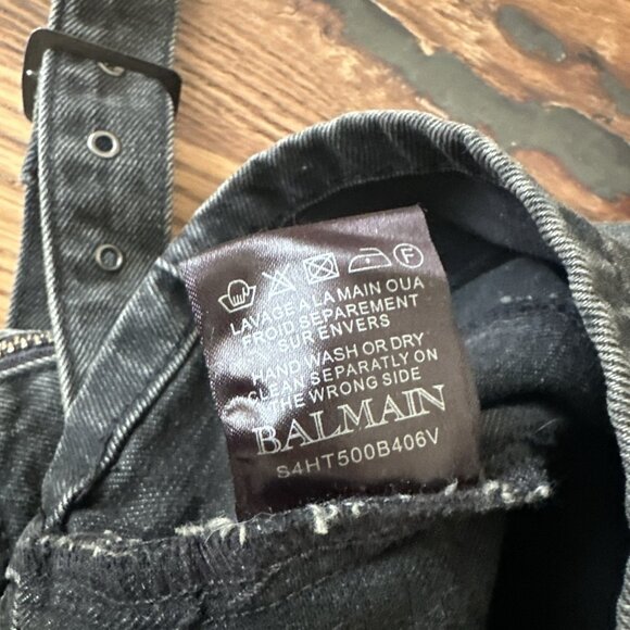 BALMAIN Paris Crach Double Rider Mens Denim Jacket Black/Gray Italy Money - Picture 16 of 16